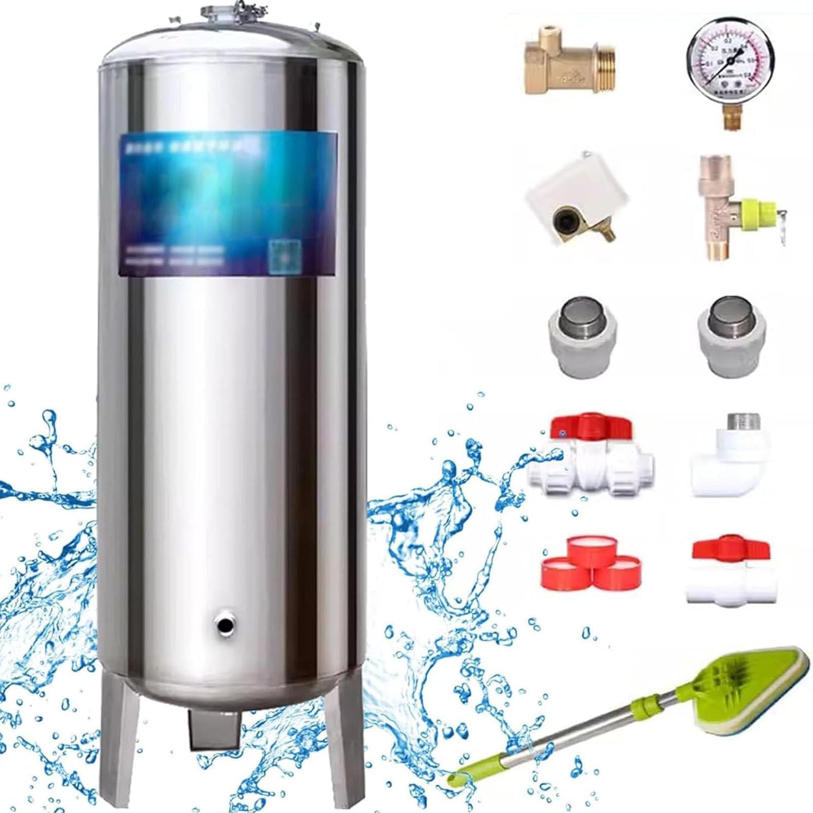 Serbatoio di acqua pressurizzato verticale dell'acciaio inossidabile con il corredo del montaggio per i sistemi della pompa
