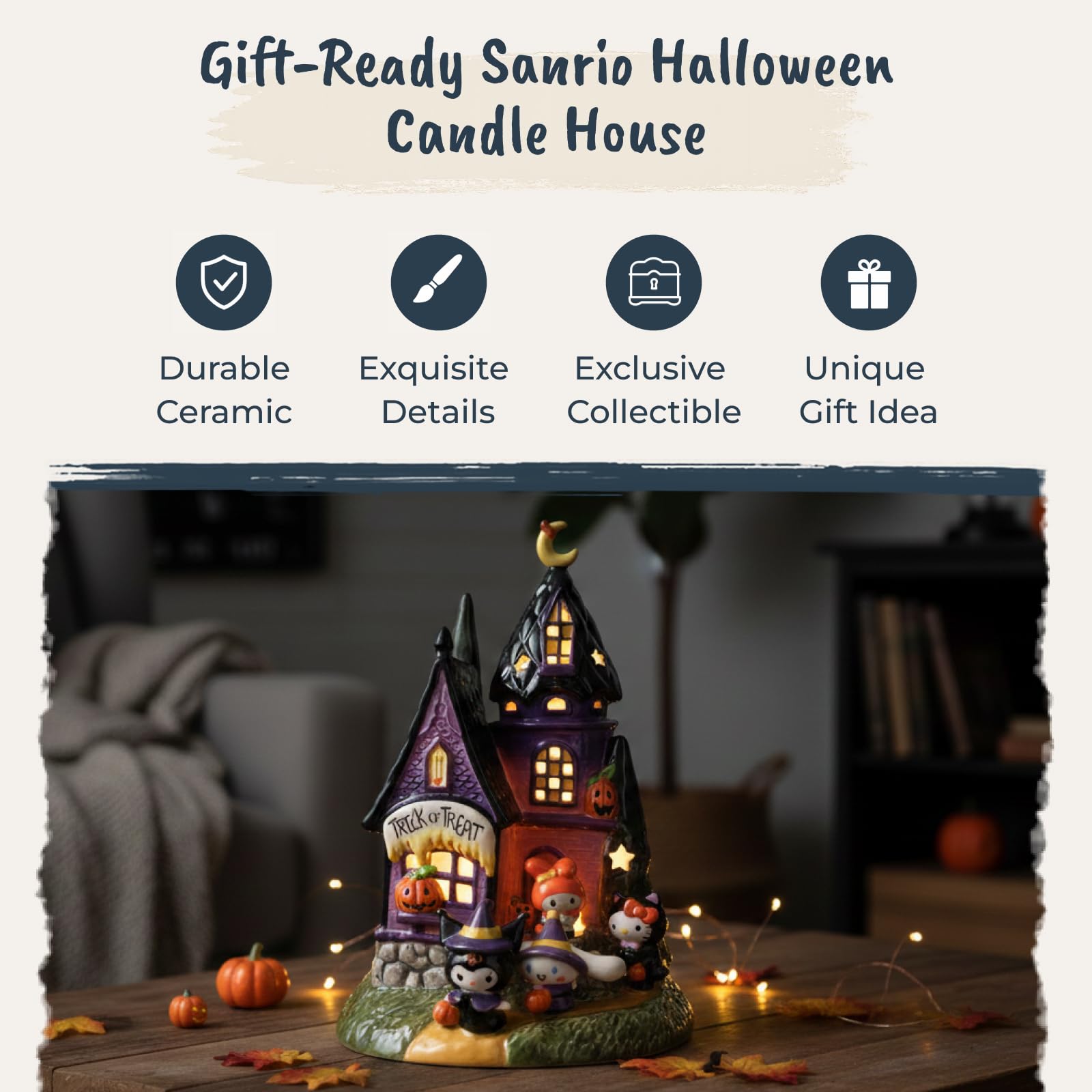 【HALLOWEEN　Party♪】✦BLACKハウス✦家具＆小物など全て付き♡ Amazon.com: Blue Sky Clayworks Hello Kitty & Friends Trick-or