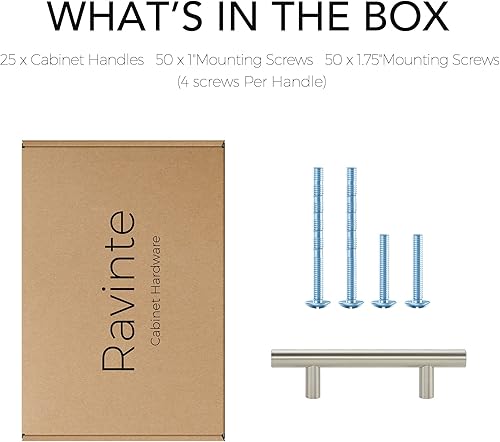 Miniatura 7 de Ravinte - Tiradores para gabinetes de 5 pulgadas de acero inoxidable en color níquel cepillado para cajones de cocina o armarios paquete de 25