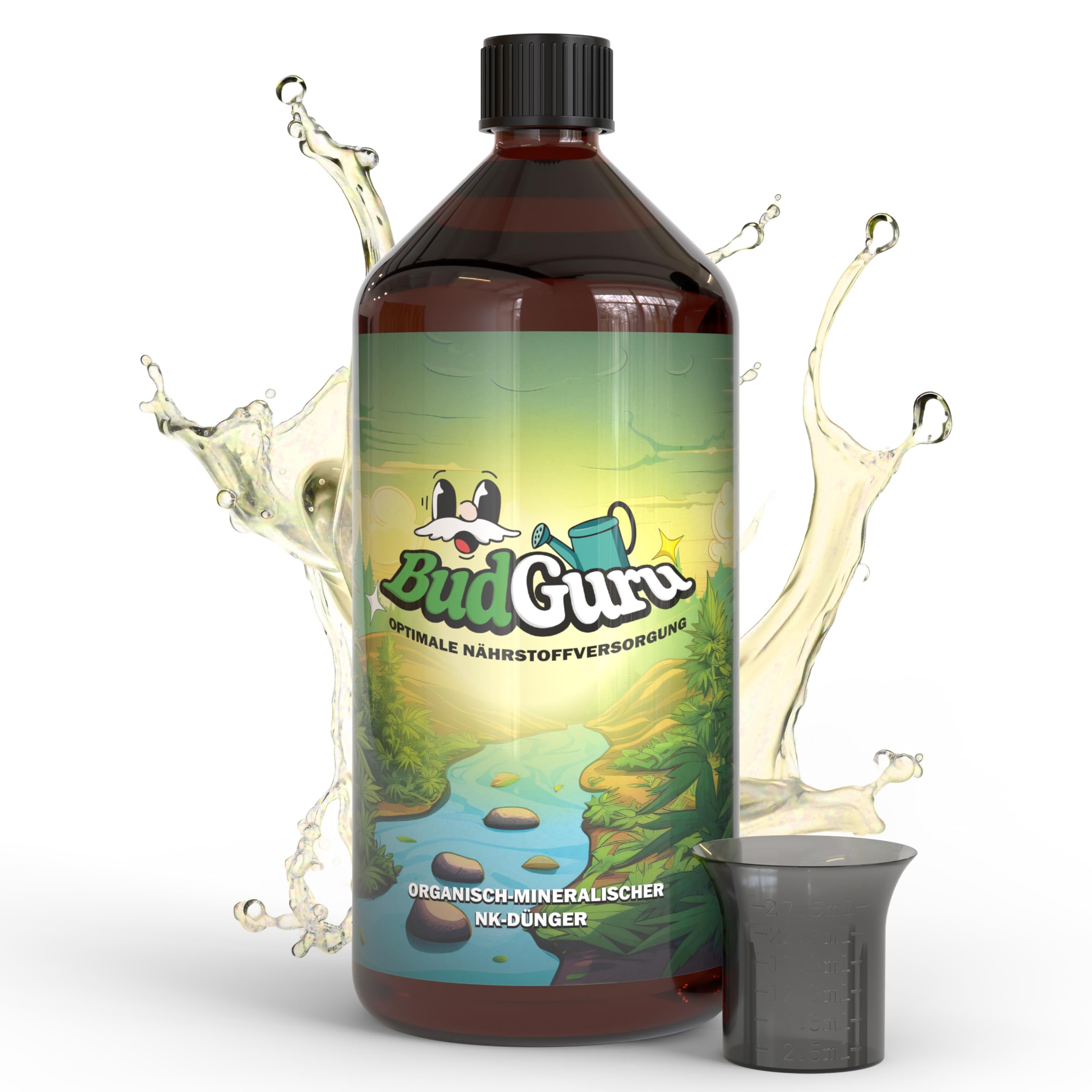 BudGuru Dünger für Pflanzenwachstum Indoor & Outdoor (1l Flasche) | Chemikalienbeständiger Portionierer mit präziser Skala | Dosierhilfe für einfaches Abfüllen