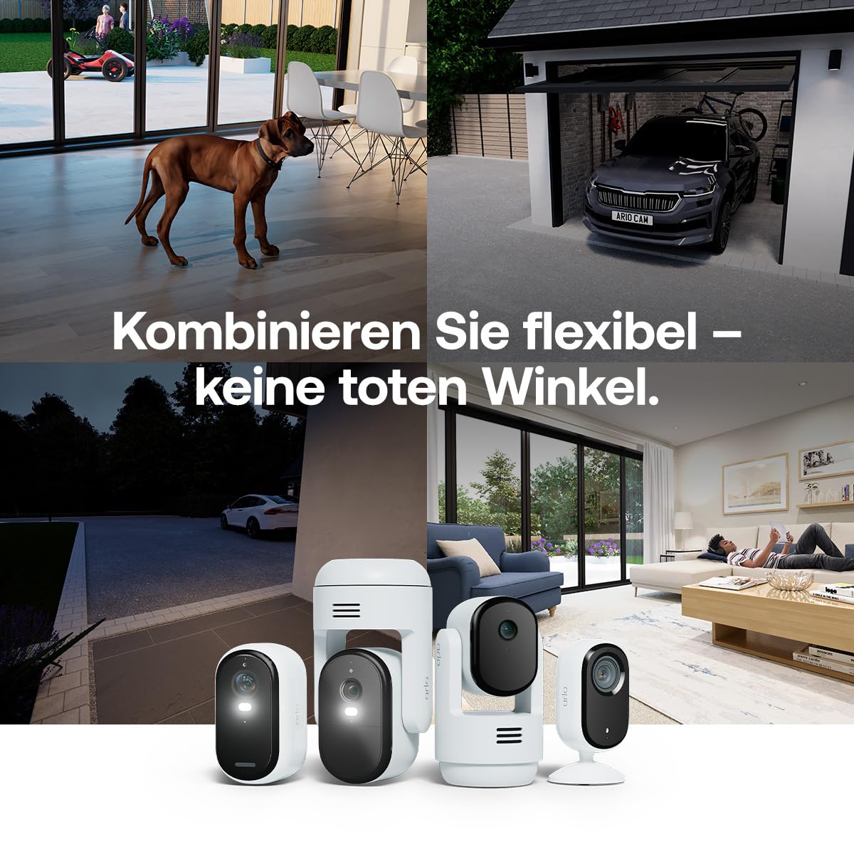 Arlo Essential 3 2K Akku Überwachungskamera Aussen WLAN, Kabellos, 2K Video, Farbnachtsicht, Licht, Bewegungsmelder, Sirene, 2-Wege Audio, Smart Home, mit Secure Plan Testzeitraum, 1er Set
