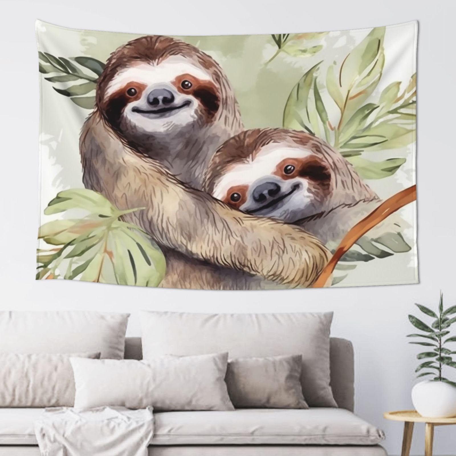 FodPand Watercolor Sloth Tapestry for Bedroom Aesthetic, Wall Hanging Tapestries Art Decor Backdrop Wall Tapestry for Dorm Living Room Funny Poster Party Banner Background 40" X 60"