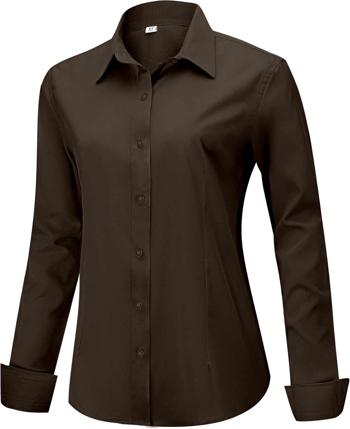 Soft Wrinkle-Free Women's Button Down Dress Shirts Solid Long Sleeve Work Blouses F... - Image 2
