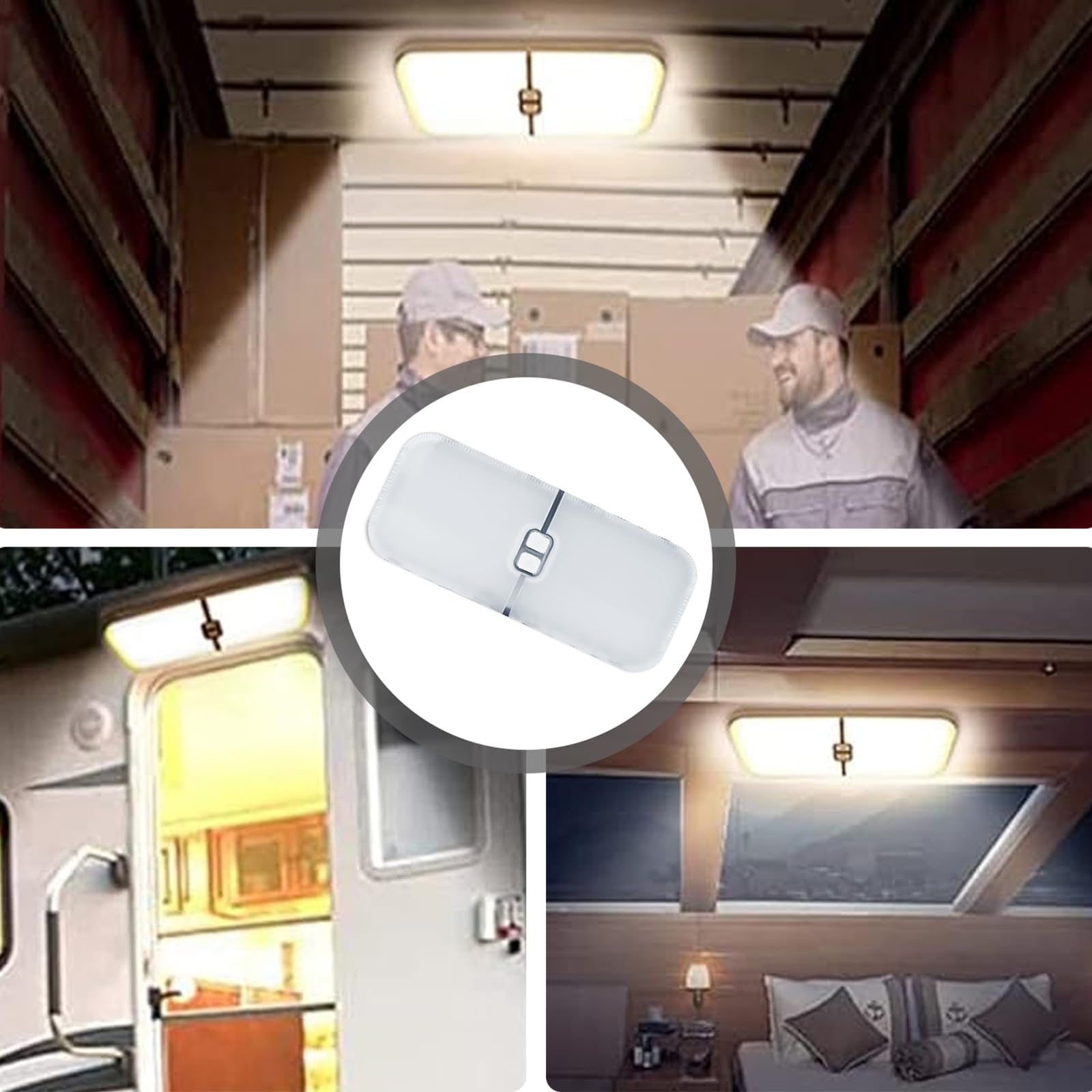 12-24 V RV Lámparas autocaravana, 3 colores de temperatura regulable, lámparas LED para autocaravanas con interruptor de almacenamiento, lámpara LED de techo para autocaravana, techo, iluminación para