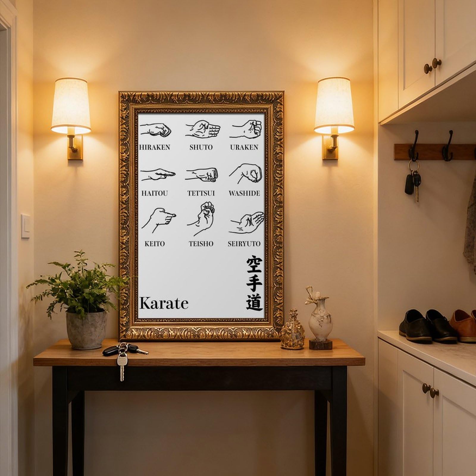 Poster di karate, arti marziali con tecniche di pugno, poster su tela, decorazione artistica da parete per soggiorno e camera da letto, 30,5 cm di lunghezza x 45,7 cm di larghezza