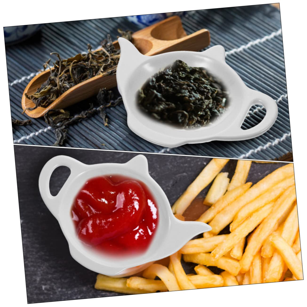 DECHOUS 3Pcs Ceramic Tea Bag Holder Teapot Shape Coasters for Organizing Tea Bags Seasonings and Snacks and Stylish Kitchen Accessory for Home and Tearooms