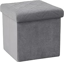 B FSOBEIIALEO Storage Ottoman Cube, Ottoman with Storage Folding Ottomans Cube Seat Toy Chest Box Storage Chest Small Ottoman Velvet Footrest Stool 12.6"x12.6"x12.6" Grey