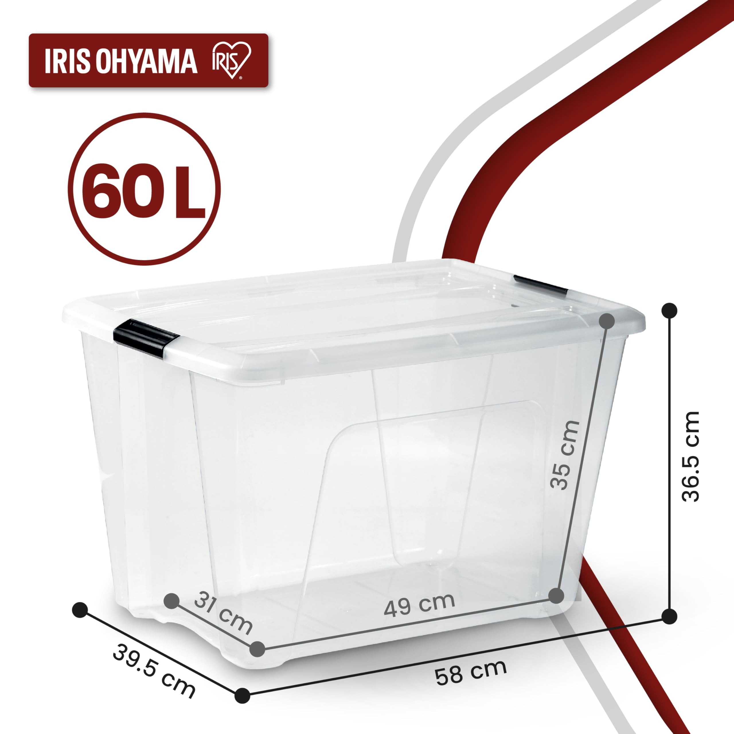 Iris Ohyama Aufbewahrungsbox mit Deckel Groß 60 L – Bild 2
