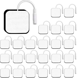 Molufeibe 24PCS 2x2 TENS Unit Replacement Pads - Latex-Free Reusable Electrodes, 2mm Pin Compatible with AUVON, TENS 7000, Etekcity