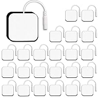 Vista 1 de Electrodos SM 24 unidades TENS - Almohadillas de repuesto de 2 x 2, electrodos sin látex, conectores de clavija de 0.079 in, cables de plomo