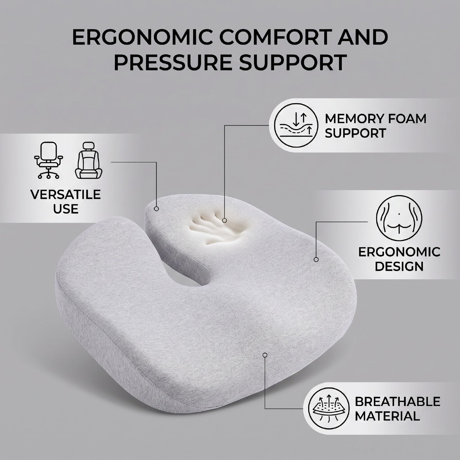 Cuscino in Memory Foam per Supporto Ergonomico