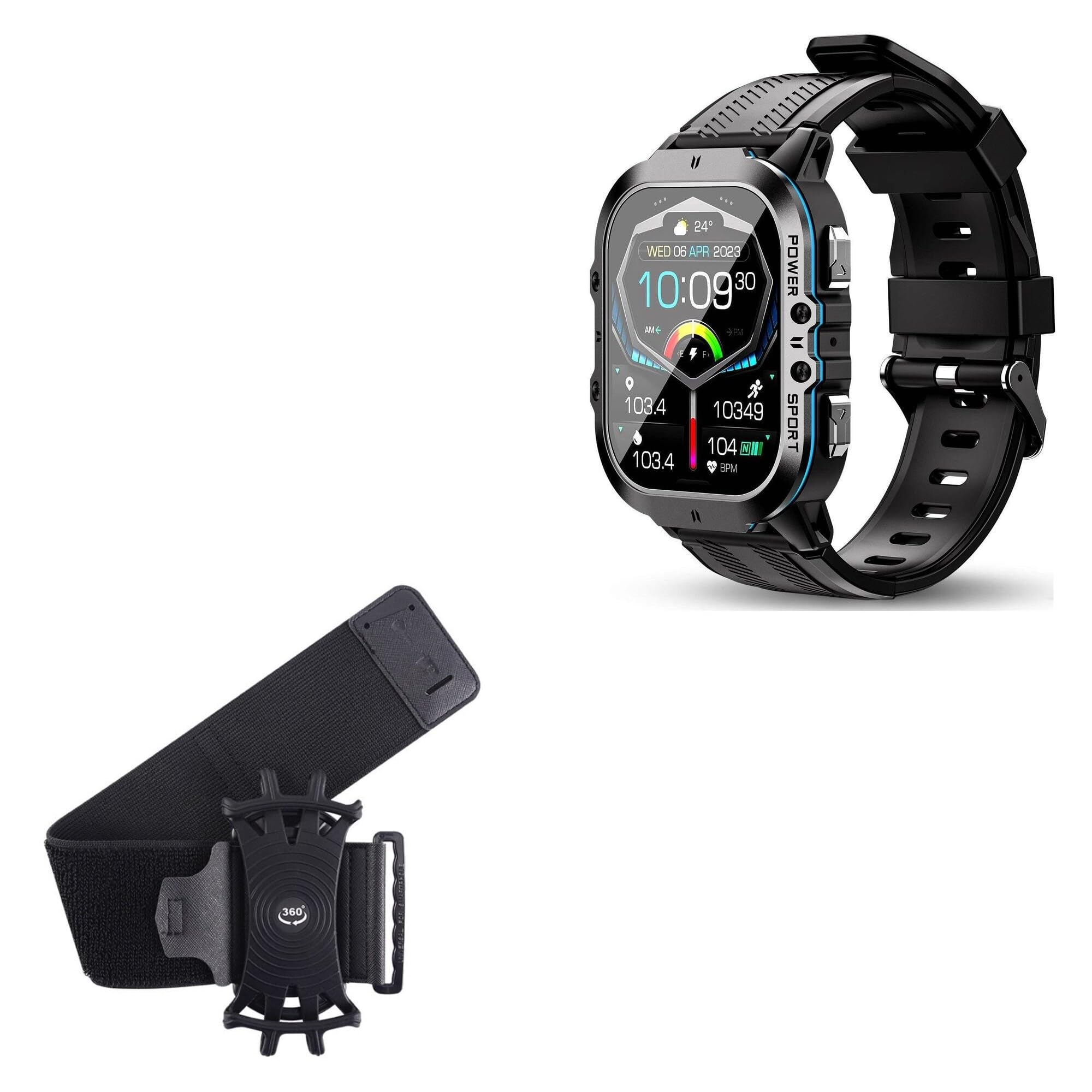 BoxWave Holster Compatible with Oukitel BT20 - ActiveStretch Sport Armband, Adjustable Armband for Workout and Running - Jet Black