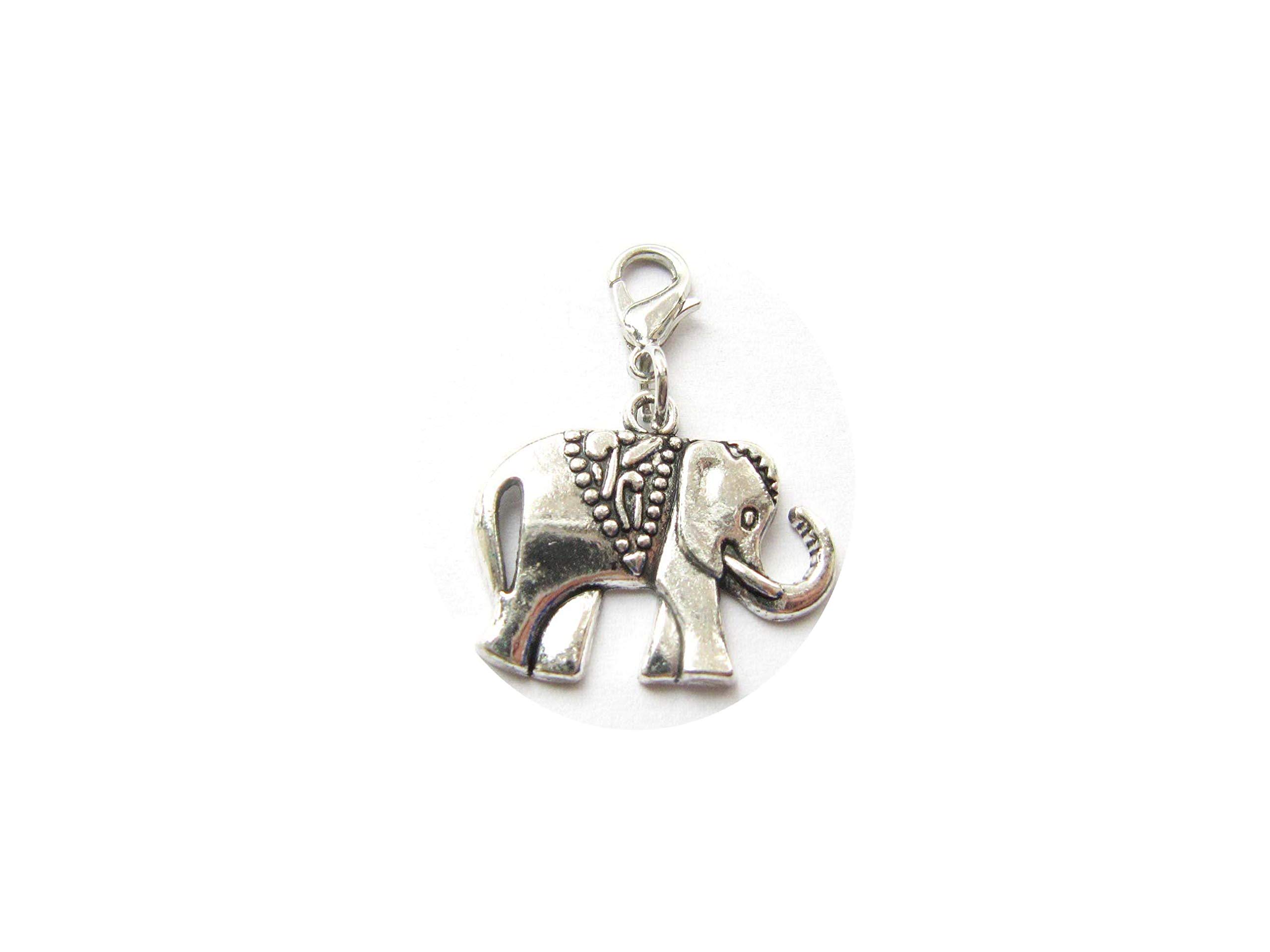 Lucky Elephant Clip-On Charm with Lobster Clasp-zipper pull, Charm Bracelets, Necklace Charm Purse Charm (#1)