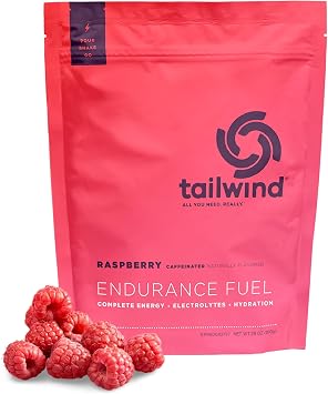 Tailwind Nutrition Endurance Fuel, Carbohydrate & Electrolyte Sports Drink Mix Powder, Gluten-Free, Vegan, Raspberry Buzz, 30 Servings Caffeinated