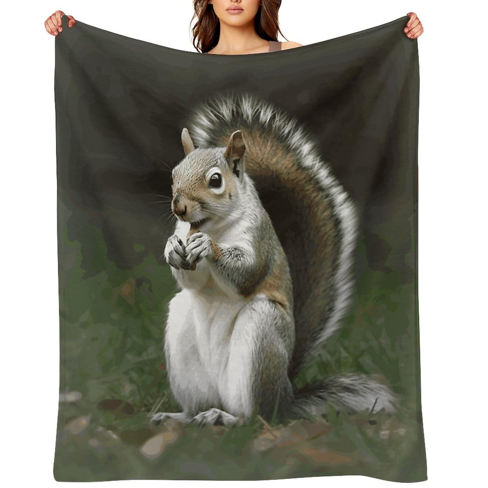 Squirrel Blankets Soft Throw Blankets for Sofa Personalized Flannel Blanket Large Warm Bed Blanket Cozy Thick Bath Towel Bedspread for All-Season Home Decor Gift 40"x50"