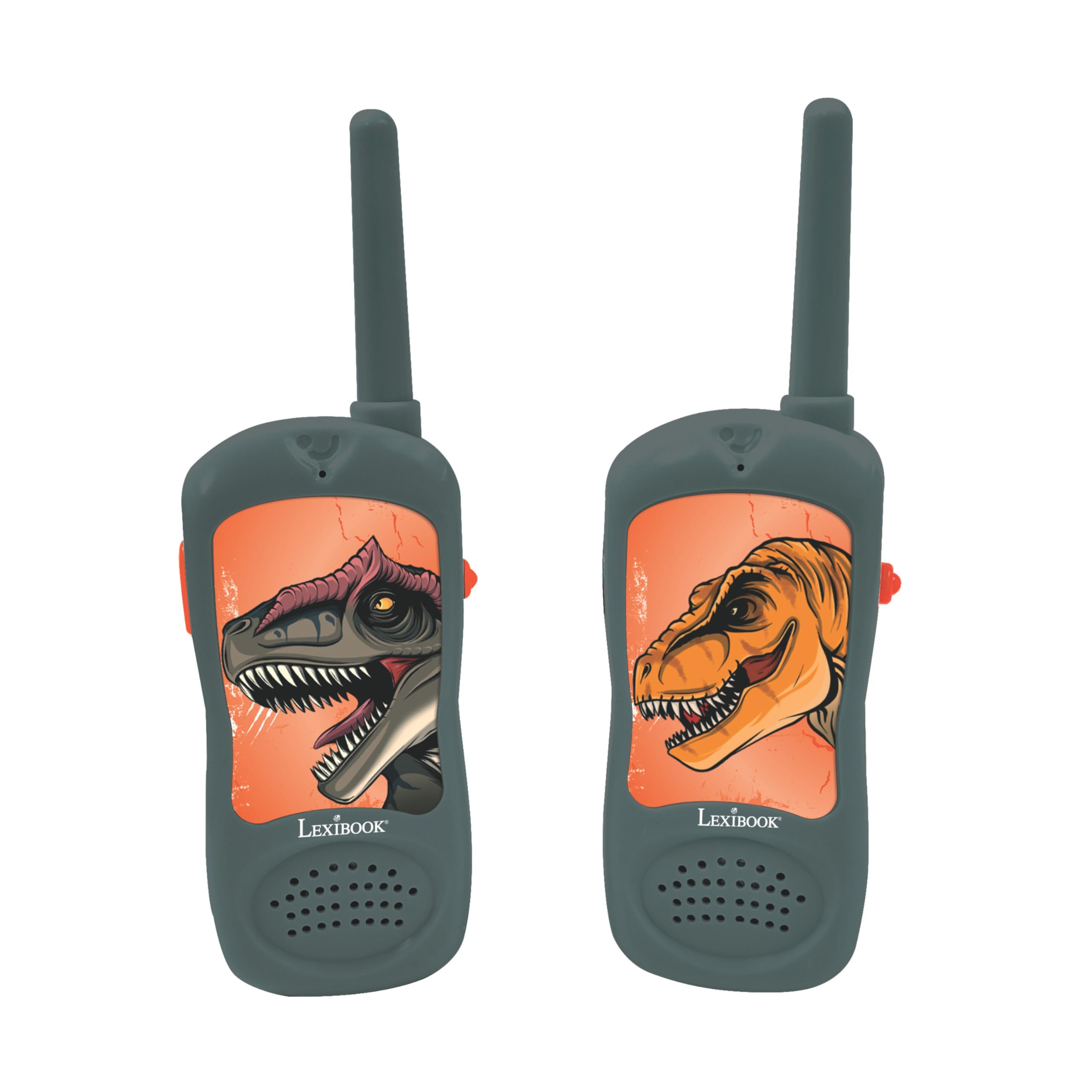 Lexibook, Dinosaurier, Abenteurer-Set, RPTW12DINOLXB | 120m-Walkie-Talkies, Fernglas, Taschenlampe, Kompass, Grau/Orange