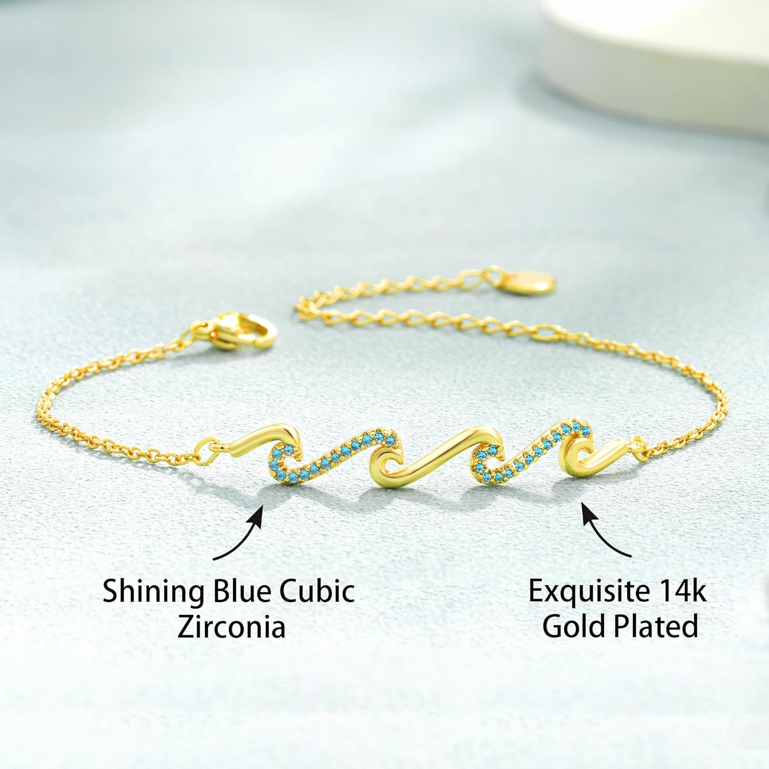 C-leen Birthday Gifts for Women, 14K Gold Plated Wave Bracelets Dainty Gold Bracelets Birthday Gifts for Mom Daughter Friend Bestie - Image 4