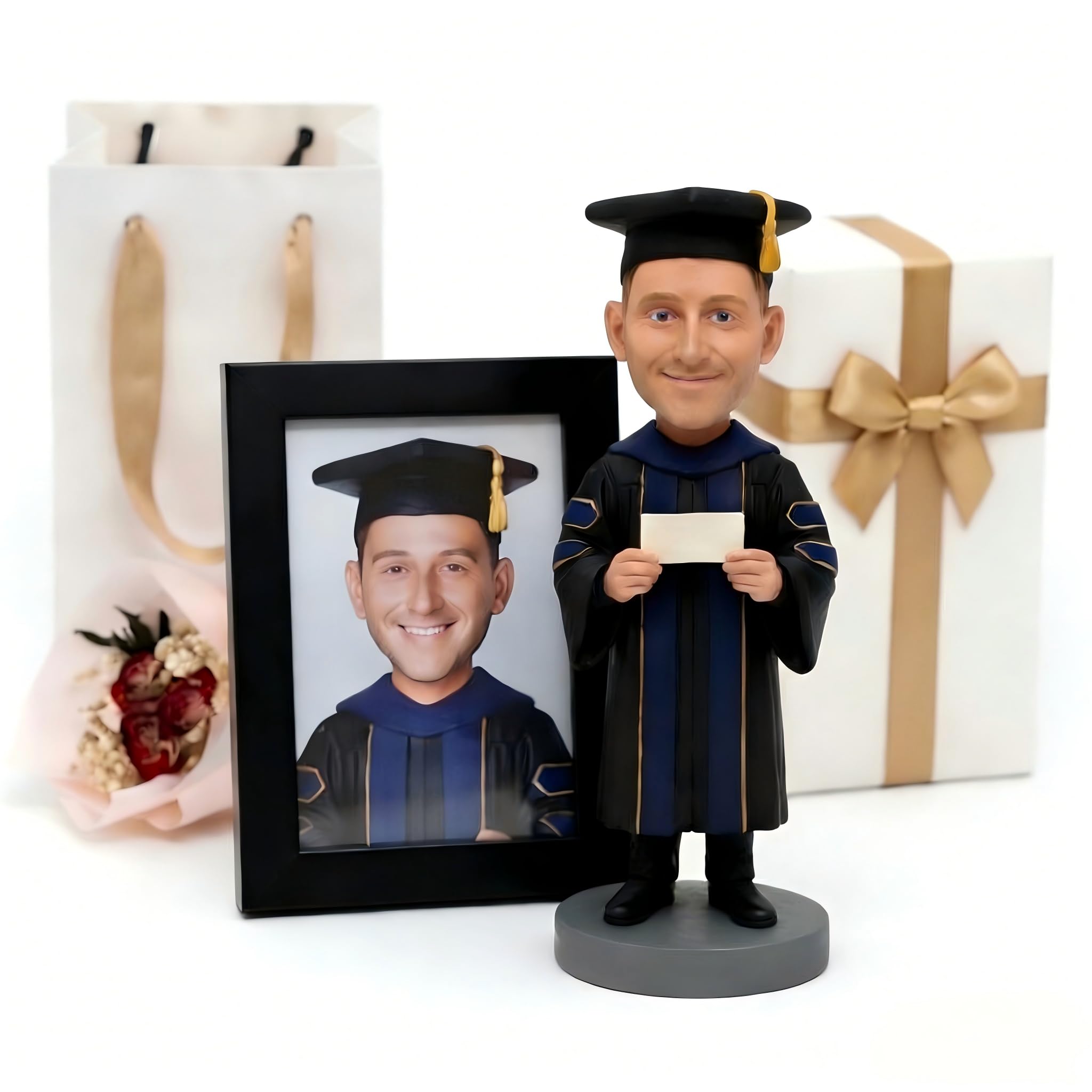 GamGok Custom Bobblehead,Graduation Bobblehead Figurines,Unique Handmade Bobbleheads Figurine,Action Figure Based on Your Photo,Gifts for Any Occasion(Final Approval Preview Before Production)