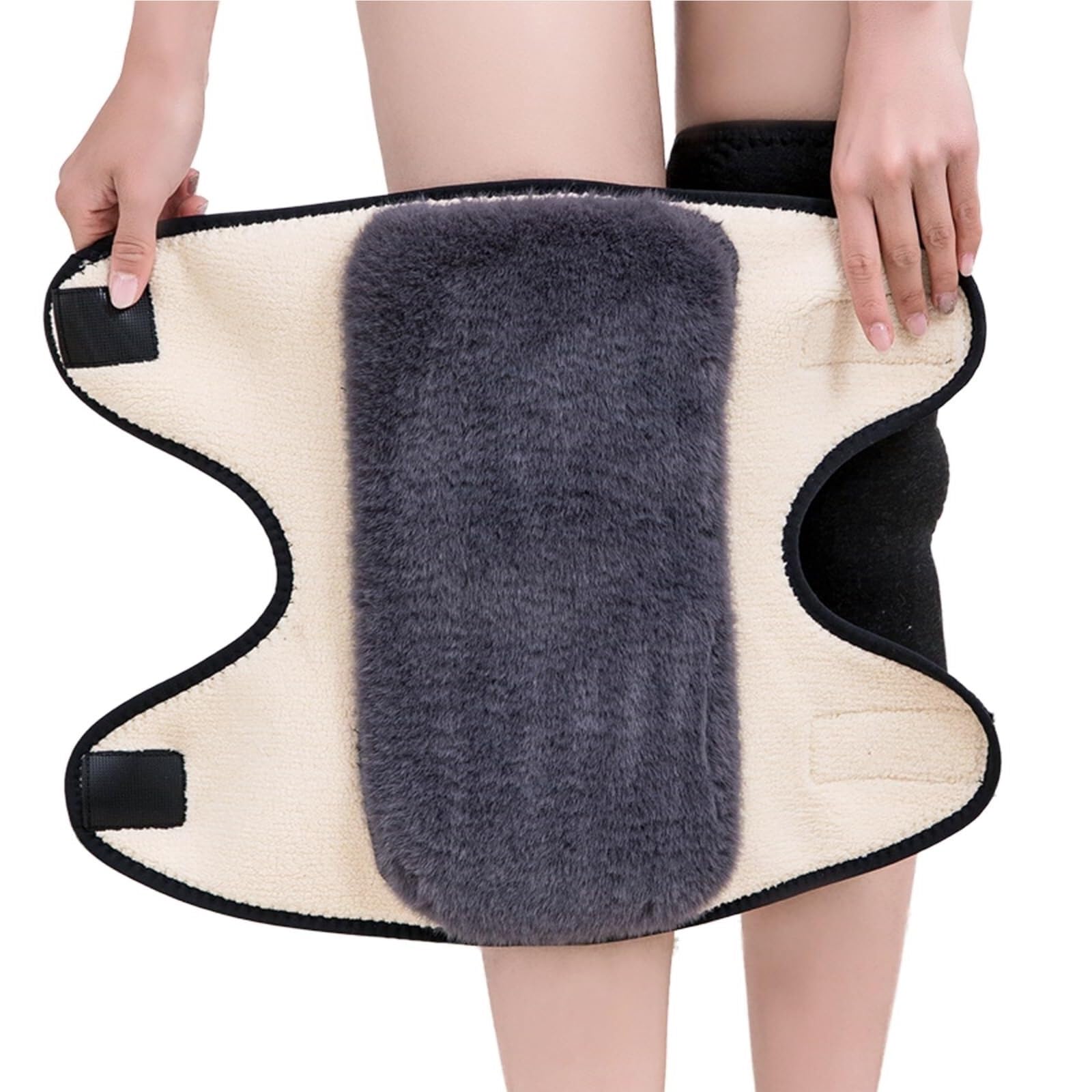 Ginocchiera Calde Imbottiture for Ginocchia E Gambe Foderate in Peluche for Uomini Donne for Lo Sci, Il Ciclismo, La Corsa Supporto Ginocchio(Black-Long,XL)