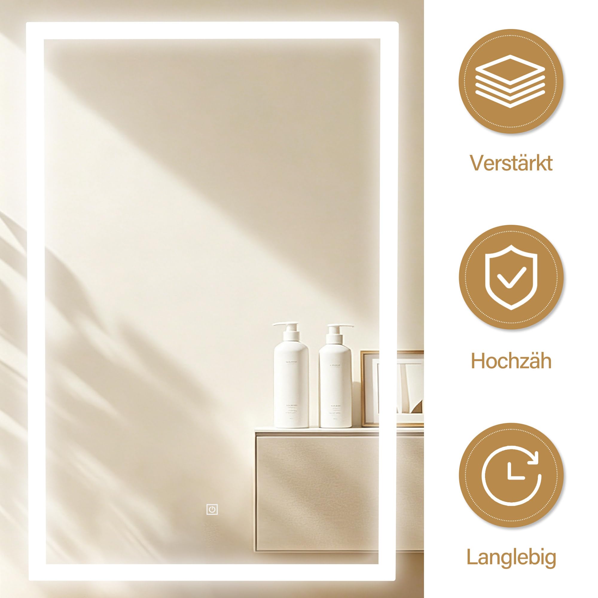Barberpub Friseurplatz mit 2 Schubladen, Schminktisch mit Spiegel, Bedienungsplatz mit 6 Ablagen & 2 Schränken, Spiegelschrank mit Beleuchtung, Spiegeltisch Modern, Friseureinrichtung, J3131 (Braun)
