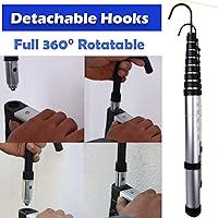 Vista 3 de Escalera telescópica de aluminio de 16.4 pies con ganchos desmontables, escalera plegable resistente de altura ajustable, capacidad de carga de 330