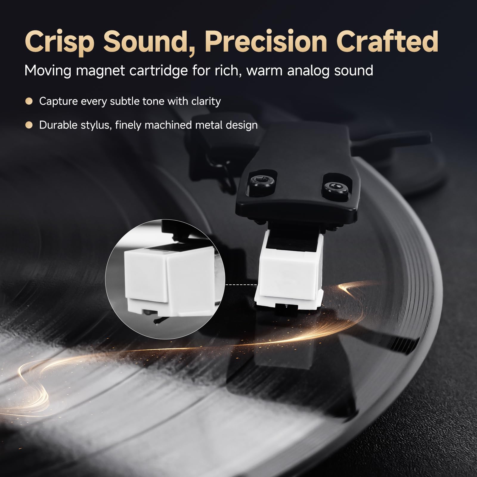 Retekess TR643 Giradischi Vinili, Lettore Vinile, Testina Magnetica AT-3600L, 33/45/78 giri/min, Riproduzione Wireless, Arresto Automatico, Jack per cuffie, Adatto per gli Amanti della Musica