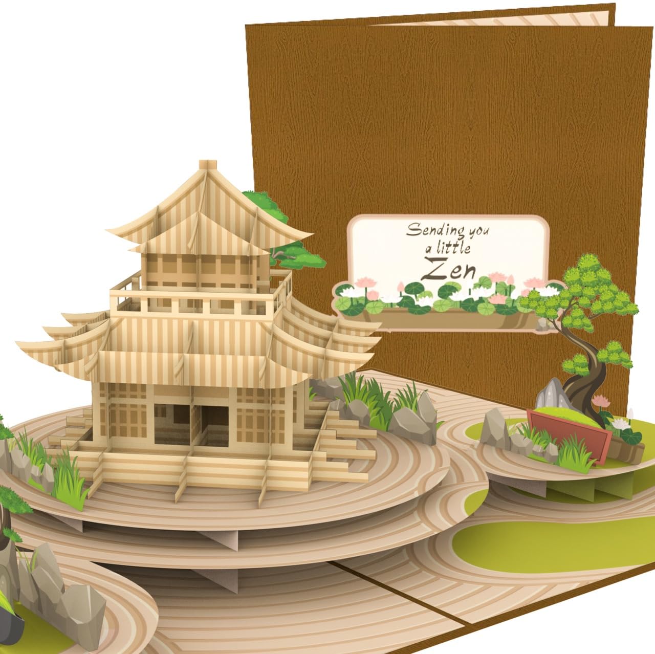 PopLife® Japanese Zen Garden 3D Pop Up Card, Sending you a little ZEN Thank You Card, Get Well, Mother's Day, Valentine's Day