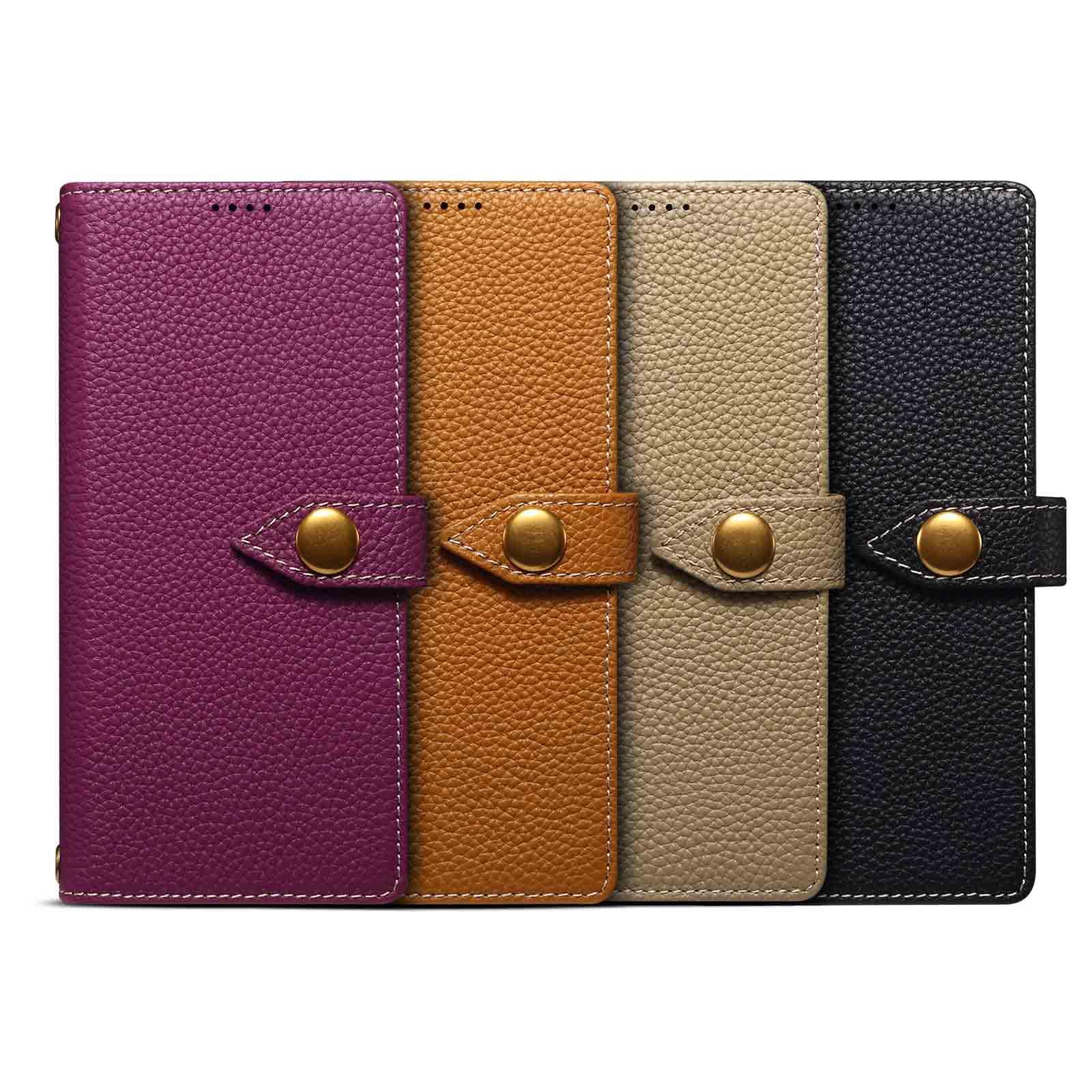 Funda con Tapa For Samsung Galaxy Z Fold 8 Ultra, Funda De Cuero Genuino Textura Litchi Ranuras For Tarjetas Cierre Magnético Forro De Fibra Carcasa De Protección contra Caídas(Gold)