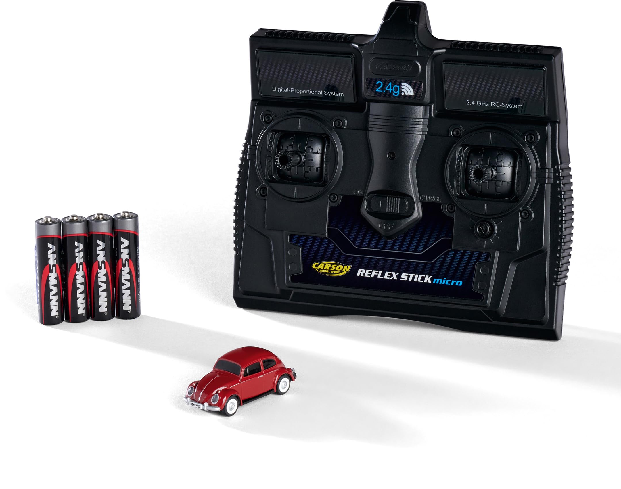 Carson 500504147 1:87 Volkswagen Beetle red 2.4G 100% RTR - Gotowy do jazdy model, model RC, samochód H0, model RC, pojazd do dioramy