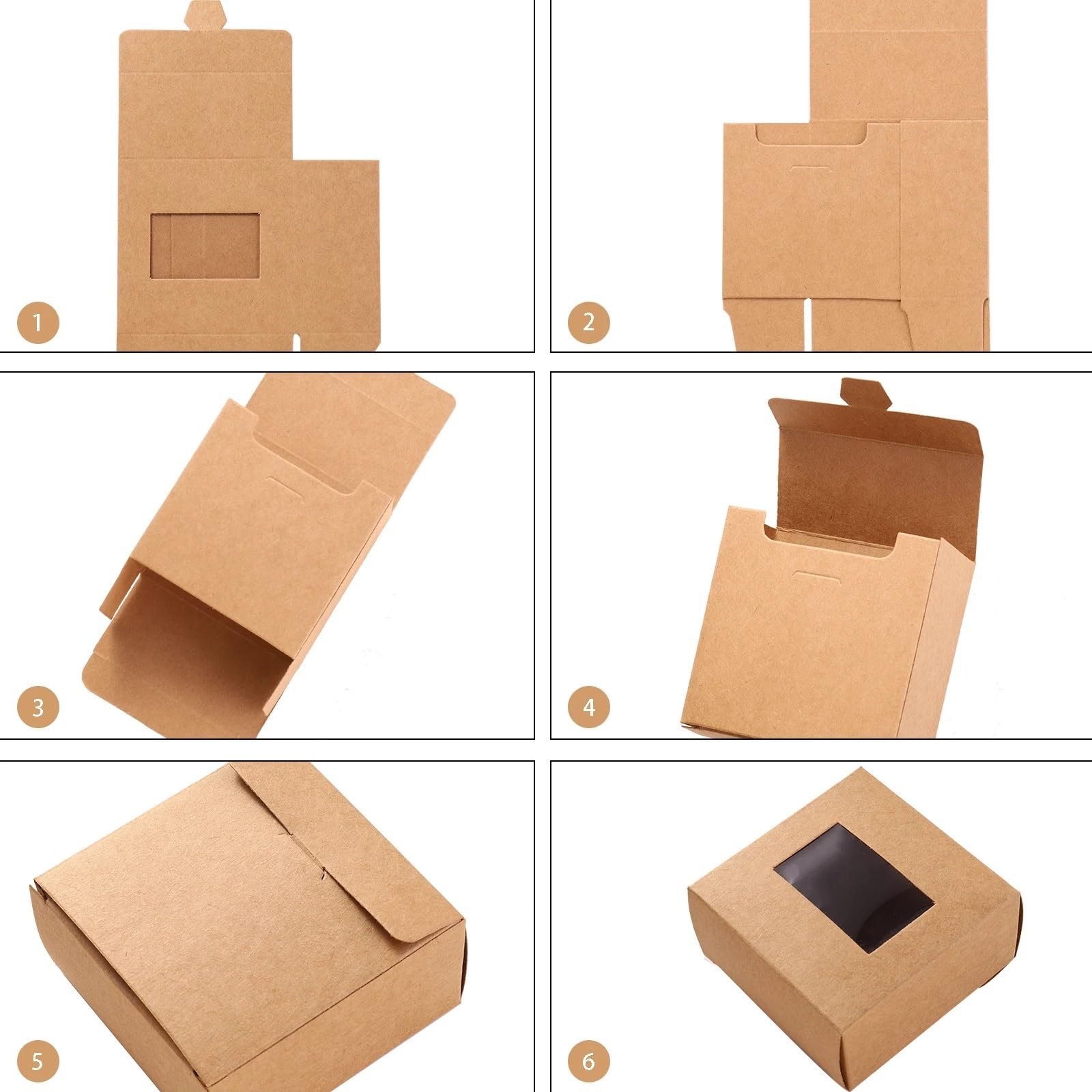 Scatole regalo Kraft Scatole quadrate di carta Kraft da 30 pezzi/set Scatole regalo da viaggio in carta Bomboniere for matrimoni, compleanni, Natale, con adesivi di ringraziamento