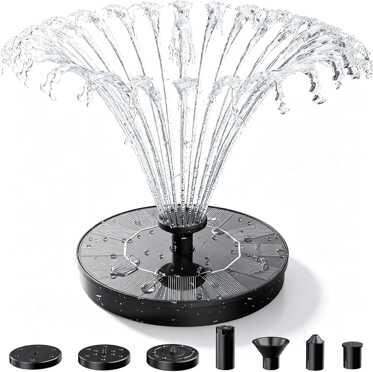 AISITIN Solar Fountain Pump with 6 Nozzles, 2026 Solar Bird Bath Fountains