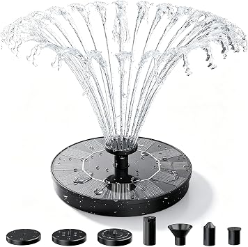 AISITIN Solar Fountain Pump with 6 Nozzles, 2026 Solar Bird Bath Fountains | Upgraded Floating Solar Water Fountain for Garden, Pond, Pool, Fish Tank, Backyard & Outdoor