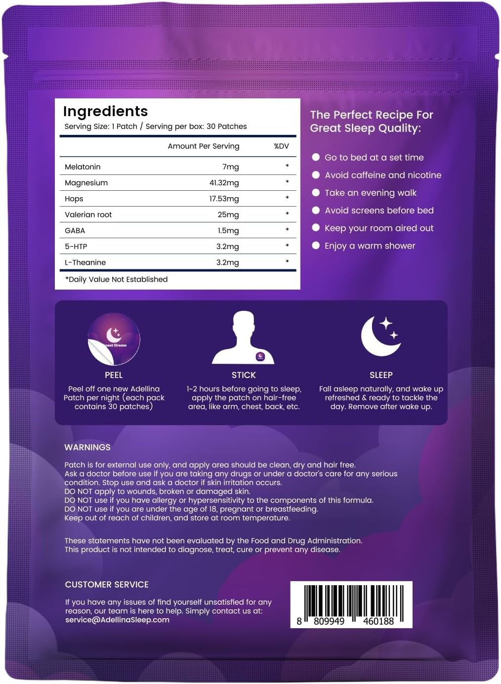 Sleep Patches for Adults Extra Strength: Easy-to-Apply Sleep Patch with Melatonin & Valerian 30 Patches (Purple) — Amazon image 7