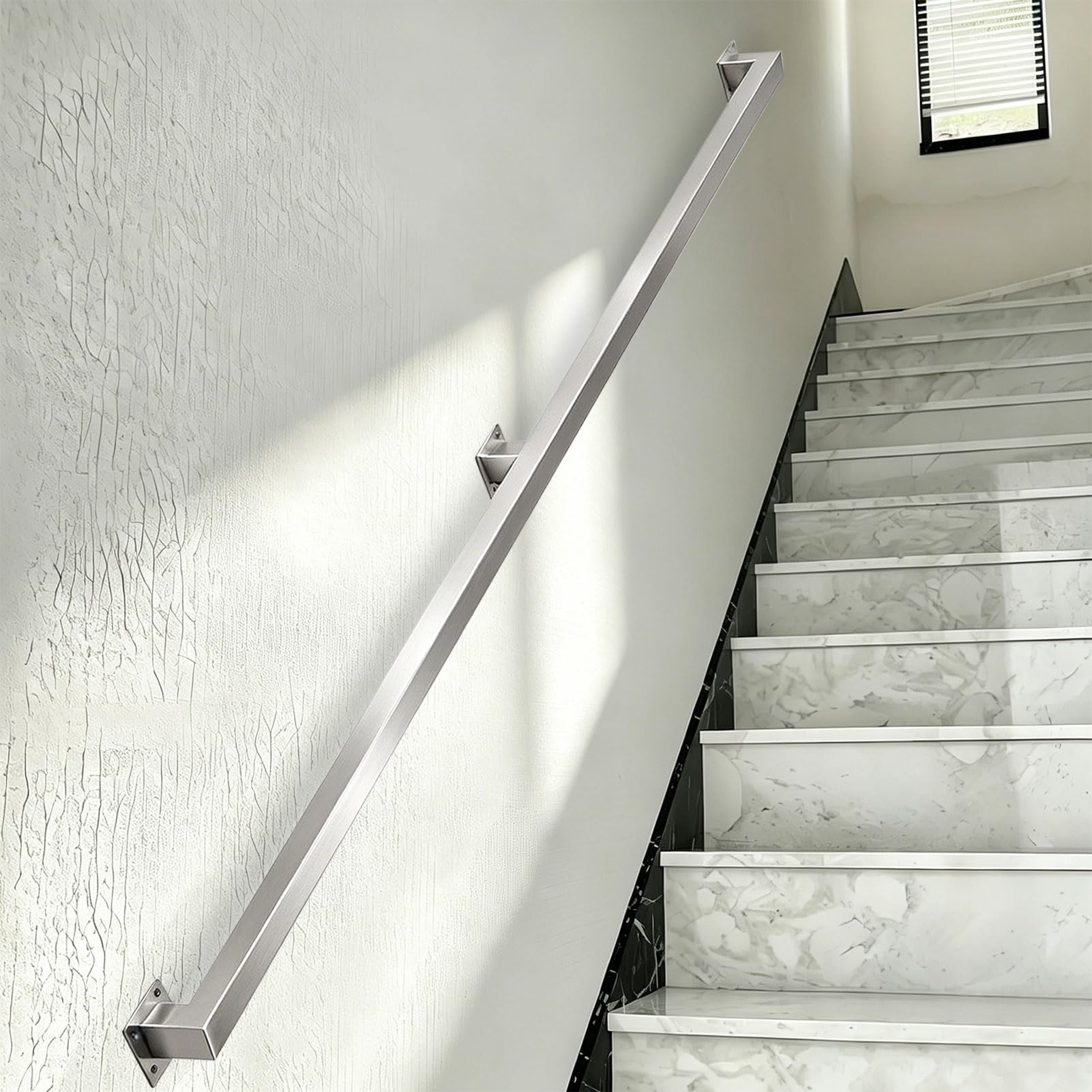 Stainless Steel Handrail, Outdoor Grab Rail, Stairs Handrail Banister Rail Support Kit External Outside, Wall Balustrade Hand Rail Support Handle Safety Bar(18ft/540cm)