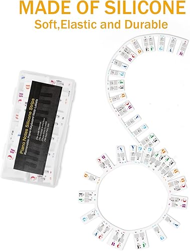 Miniatura 3 de Etiquetas extraíbles para teclado de piano, calcomanías de teclado de piano para principiantes, guía de notas de piano de silicona para aprender,