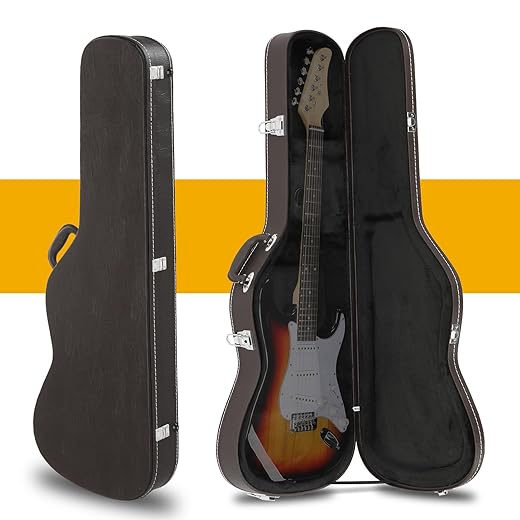 Ktaxon Electric Guitar Hard Case, Wooden Hard-Shell Protective Carrying Case for KST/TL Style Electric Guitar with Lock Latch Padding Black