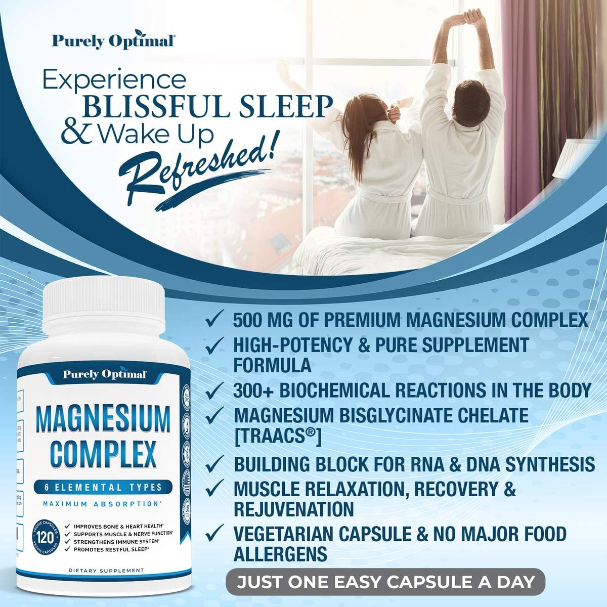 Premium Magnesium Complex - Magnesium Citrate, Malate, Taurate, Oxide, Aspartate, Bisglycinate Chelate TRAACS - Max Absorption Magnesium Supplement for Sleep, Leg Cramps, Muscle Relaxation - 120 caps…: Health & Personal Care