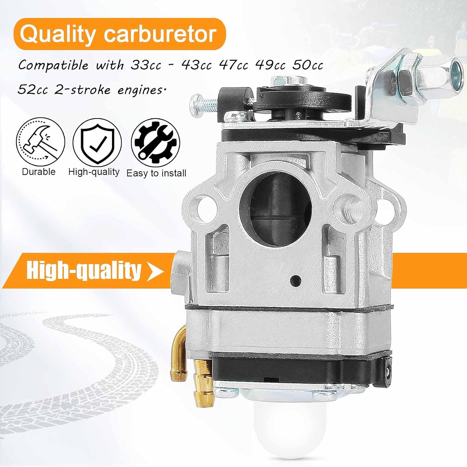 Carburetor for 33cc 40cc 43cc 47cc 49cc 50cc 52cc Dirt Bike Mini Pocket Rocket Kids Bike 2-Stroke Engine Scooter Quad Chopper Moped Go Kart Motorcycle Earthquake BladeZ Moby Cateye Echo Electra
