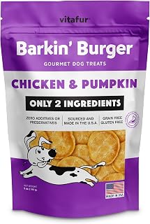 Barkin Burger - Only 2 Premium Ingredients. All Natural Chicken Chips Digestive Support Healthy Dog Treats - Grain Free, Zero Fillers or Preservatives - Perfect for Sensitive Stomachs, Made in USA