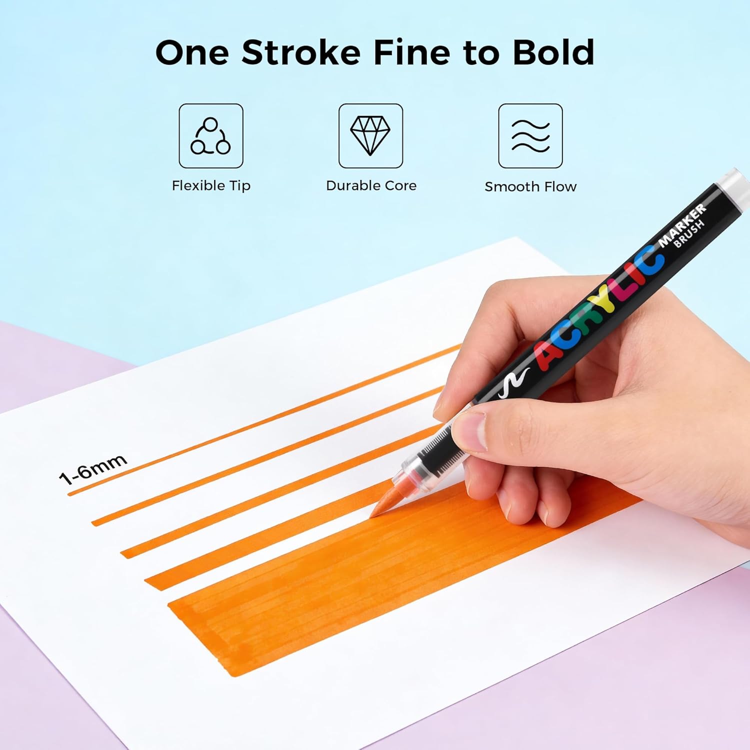 Tongfushop 120 Colors Acrylic Paint Markers, Water-Based Paint Pens with Auto Ink Control & Brush Tip - No Bleed on Rock Painting, Canvas, Wood, Ceramic, Glass - Adult & DIY Art Supplies