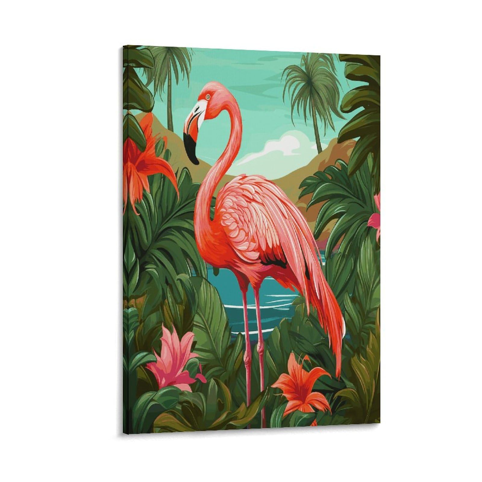 LDGSUPH Tropical Flamingo Canvas Wall Art Prints Hangable Decor Painting for Wall Prints Painting Artwork Modern Decorative Artwork Ready to Hang Wall Pictures for Home Decor 20x30inch(50x75cm)