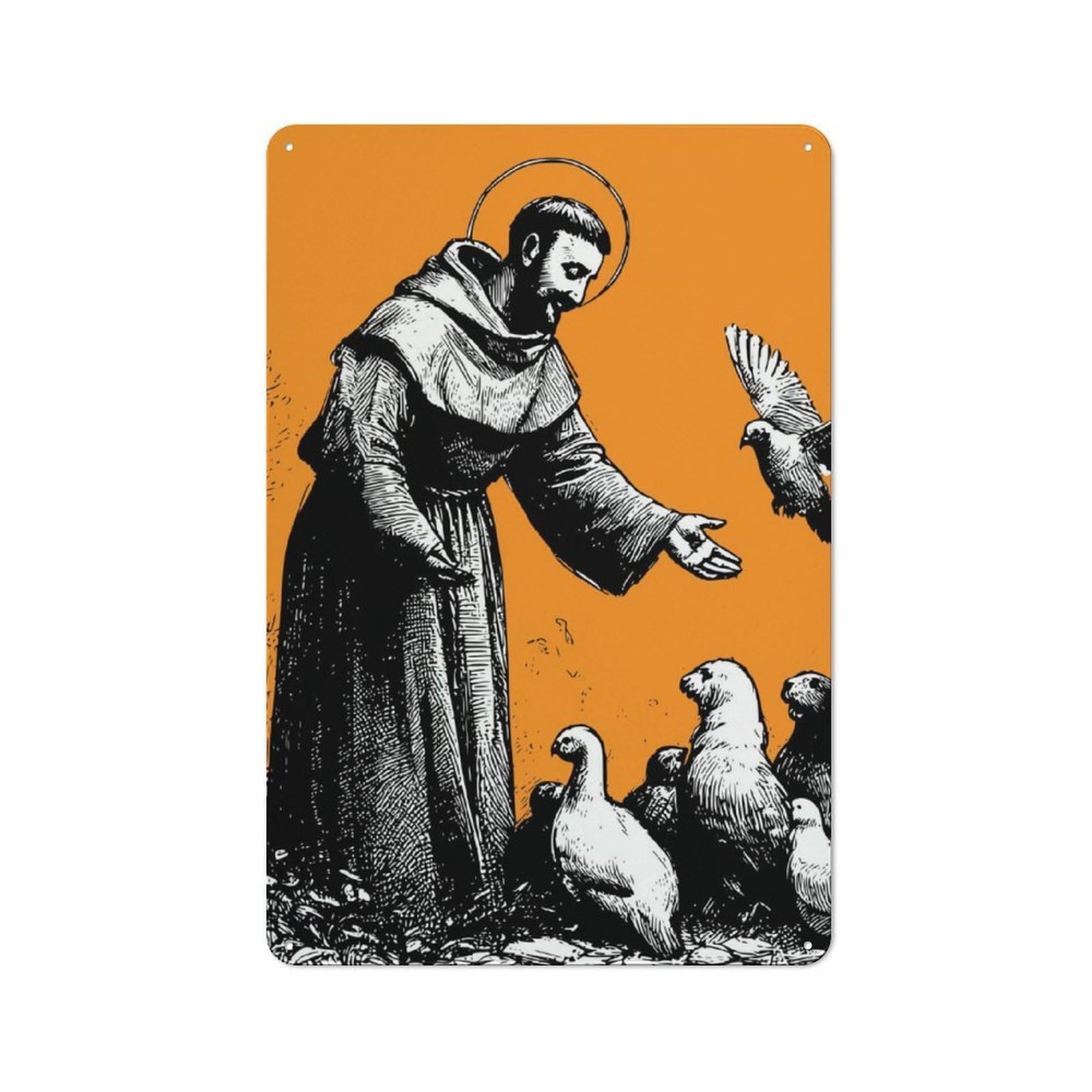 Junmoney St Francis Of Assisi Saint Rustic Metal Sign 30X20cm Featuring For Hallway Wall, For Collectors Decorating Hallways And Entrance Areas