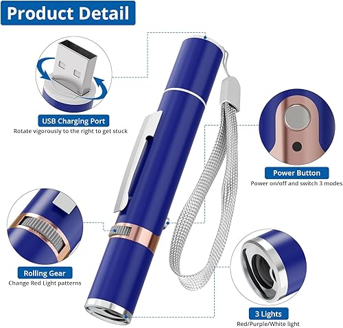 Miniatura 7 de TBTeek Juguetes para gatos de interior, 2 piezas, recargable, 7 patrones ajustables, gatito, mascota, perro, juguete de luz de persecución de puntos