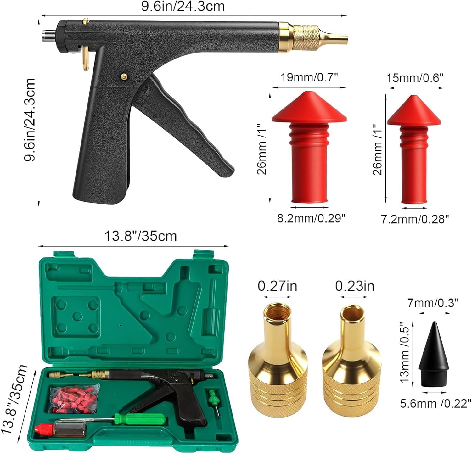 Kit de Reparación de Neumáticos Tapón Champiñón, Todo-en-Uno con Pistola de Gatillo para Emergencia en Carretera, Fijación Rápida en 10 Segundos para Coches, Motocicletas, Camiones, ATV y Tractor