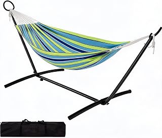 Hängematte 2 Personen XXXL Mit Gestell Vielseitige Doppel, Hängematte Mit Stabilem Stahlgestell – Tragbar, Platzsparend, Bis 204 kg Belastbar – Für Garten, Terrasse, Camping