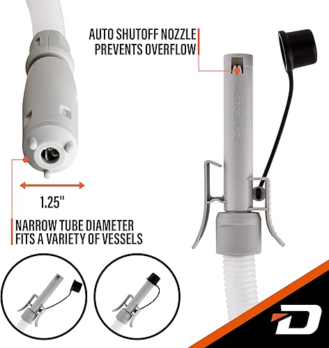 Miniatura 32 de DeWay Bomba de transferencia de combustible de lata de gasolina con boquilla de gatillo Velocidad de flujo rápido de 3.8 GPM, manguera de goma