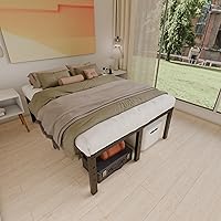 Vista 34 de Base de cama tamaño Queen de 12 pulgadas, no necesita somier, base de colchón de plataforma de metal resistente con listones de acero