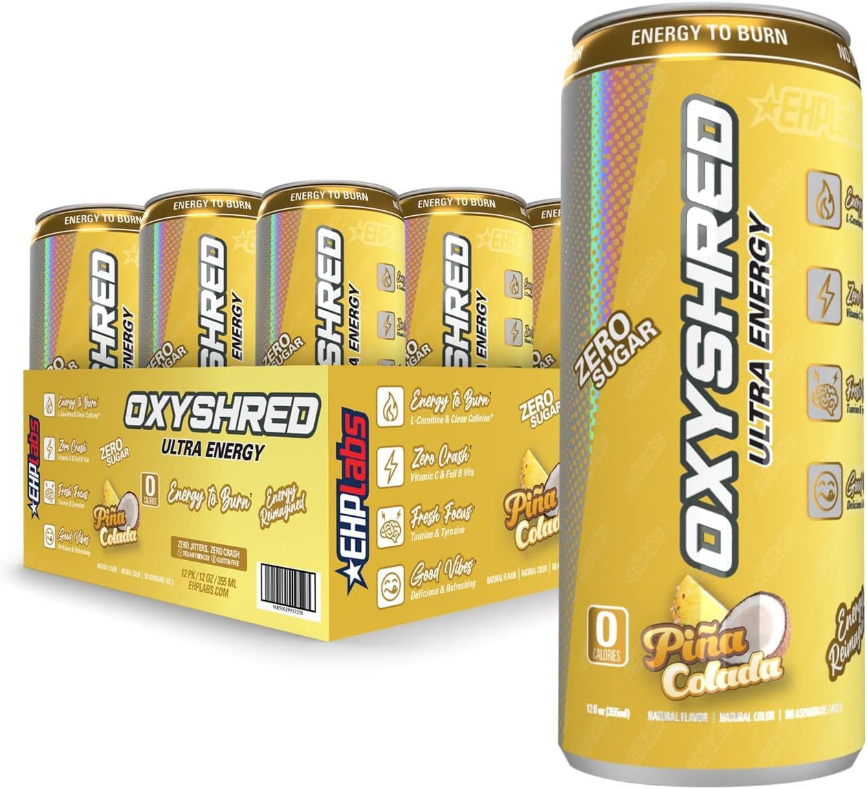 EHP Labs OxyShred Energy Drink Performance Carbonated Healthy Energy