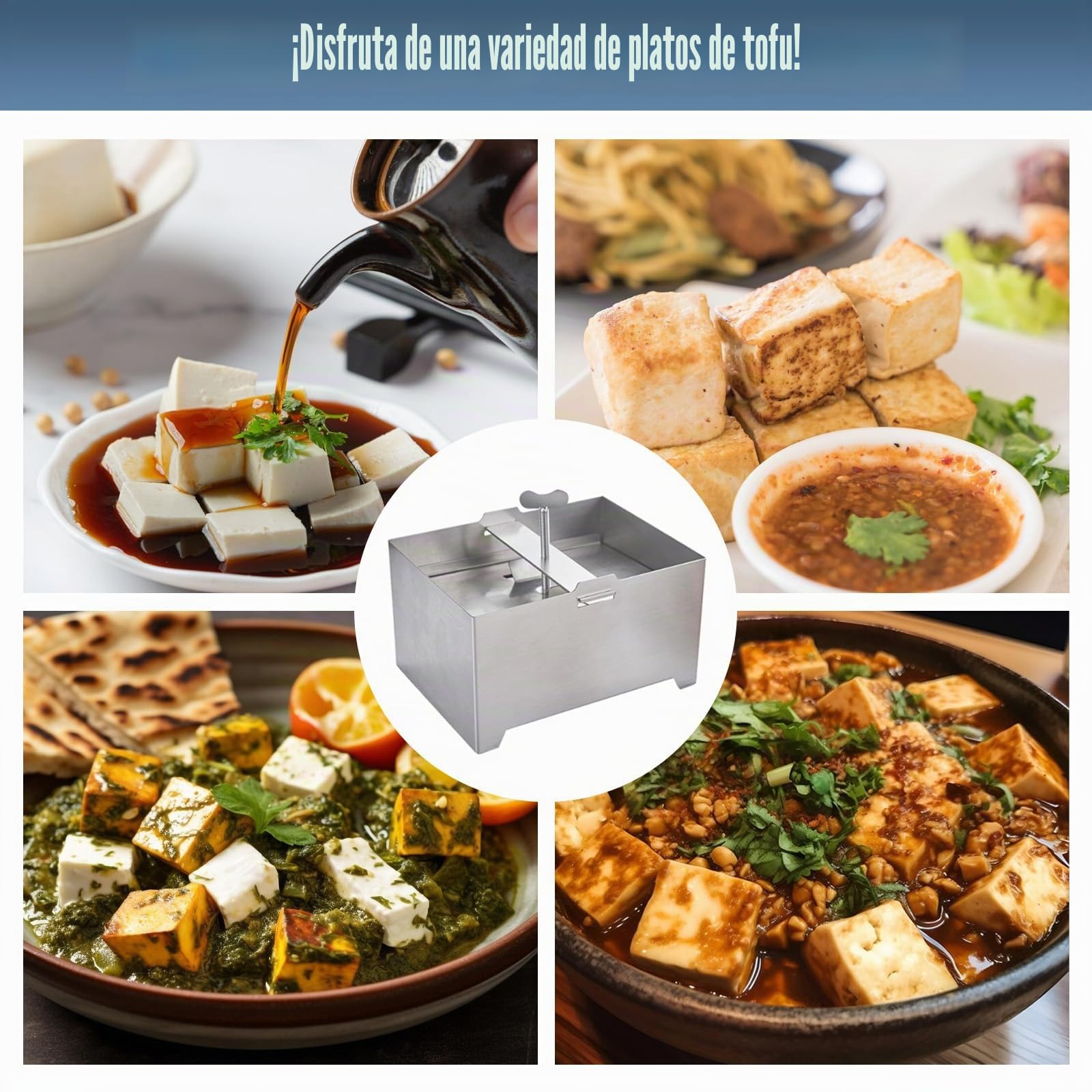 Prensa de tofu de acero inoxidable 304 con prensa de tofu y bandeja de goteo, prensa de queso multifuncional para vegetarianos o amantes del tofu, sin BPA y apta para lavavajillas (16 x 12 x 9