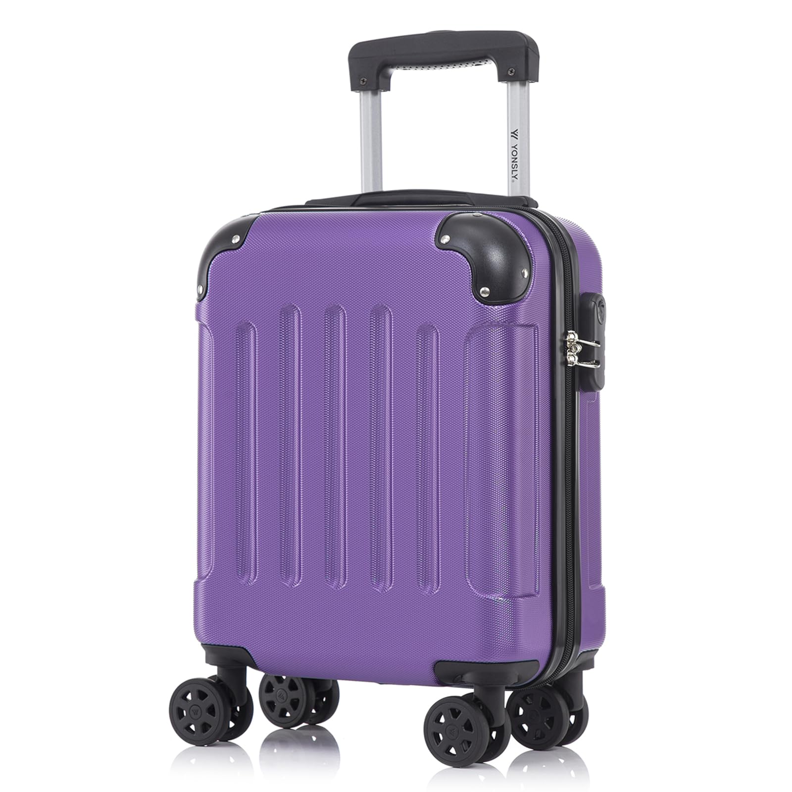 yonsly Koffer Suitcase, Trolley Reisekoffer, Rollkoffer Handgepäck mit 4 Rollen 360°, ABS Hartschalen, Sicherheitsschloss, Weicher Gummigriff, 210D-Futter